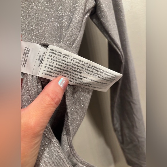 Abercrombie & Fitch Gray Bodysuit metallic sparkly bold party event feminine - Picture 8 of 16